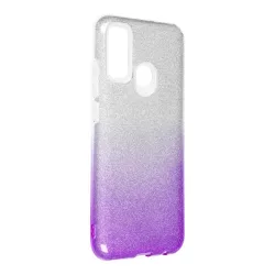   Huawei P Smart 2020 szilikon tok, csillámos, hátlap tok, lila-ezüst, Shining