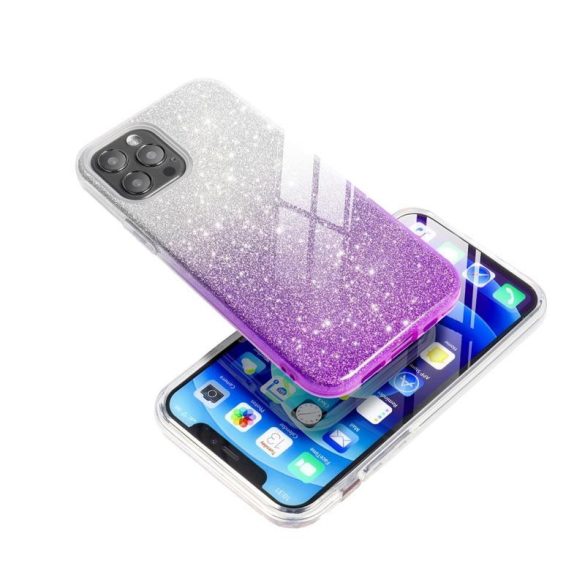 Huawei P Smart 2020 szilikon tok, csillámos, hátlap tok, lila-ezüst, Shining