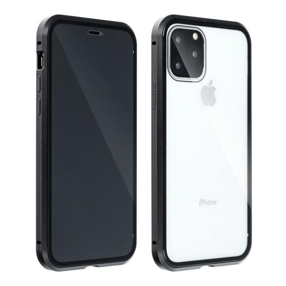 iPhone 12 Pro Max (6,7")  elő + hátlapi tok, mágneses, fekete, Magneto 360