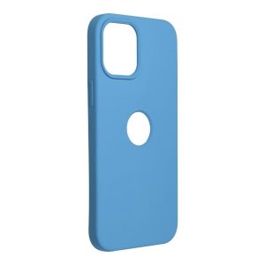 iPhone 12 / 12 Pro (6,1") szilikon tok, matt, velúr belső, kivágott, kék, Forcell Silicone