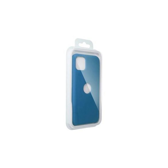 iPhone 12 / 12 Pro (6,1") szilikon tok, matt, velúr belső, kivágott, kék, Forcell Silicone