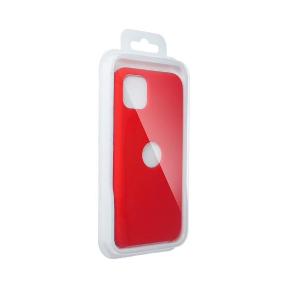 iPhone 12 Mini (5,4") szilikon tok, matt, velúr belső, kivágott, piros, Forcell Silicone
