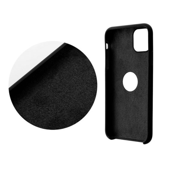 iPhone 12 Pro Max (6,7") szilikon tok, matt, velúr belső, kivágott, fekete, Forcell Silicone