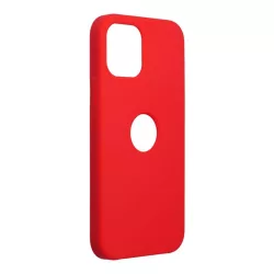   iPhone 12 Pro Max (6,7") szilikon tok, matt, velúr belső, kivágott, piros, Forcell Silicone