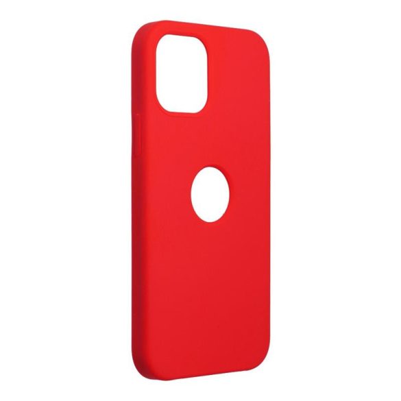 iPhone 12 Pro Max (6,7") szilikon tok, matt, velúr belső, kivágott, piros, Forcell Silicone