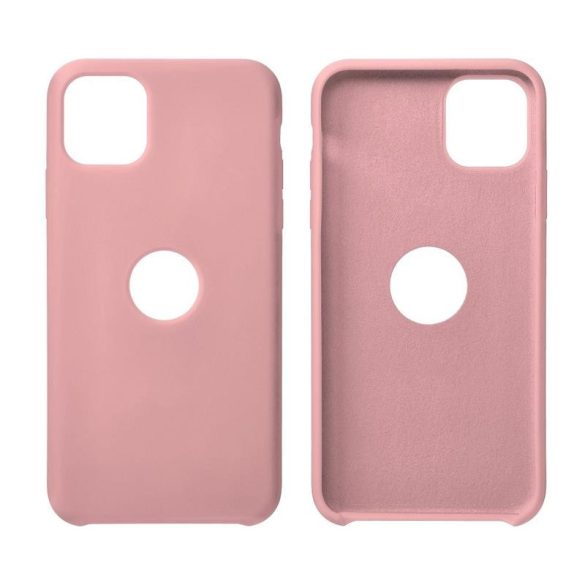 iPhone 12 Pro Max (6,7") szilikon tok, matt, velúr belső, kivágott, rózsaszín, Forcell Silicone