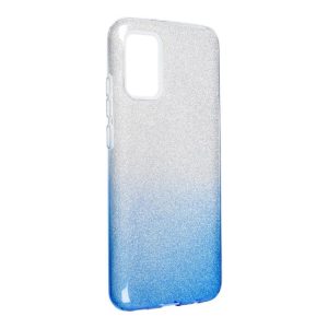 Samsung Galaxy A02S szilikon tok, csillámos, hátlap tok, kék-ezüst, SM-A025, Shining