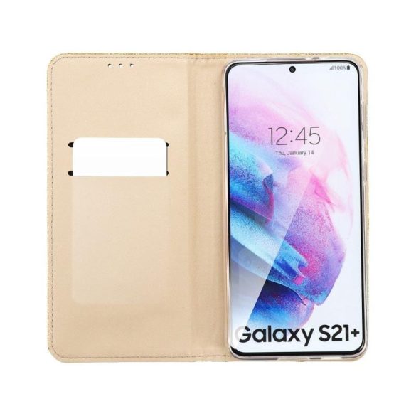 Samsung A025 Galaxy A02s arany csillámos mágneses könyvtok