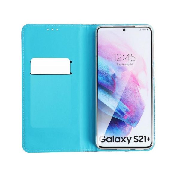 Samsung G996 Galaxy S21 Plus 5G kék csillámos mágneses könyvtok
