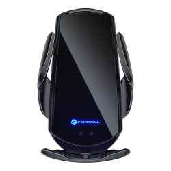   Univerzális autós tartó / vezeték nélküli (Wireless) töltéssel, automata zárással, 15W, 360°-ban forgatható, fekete, Forcell HS1