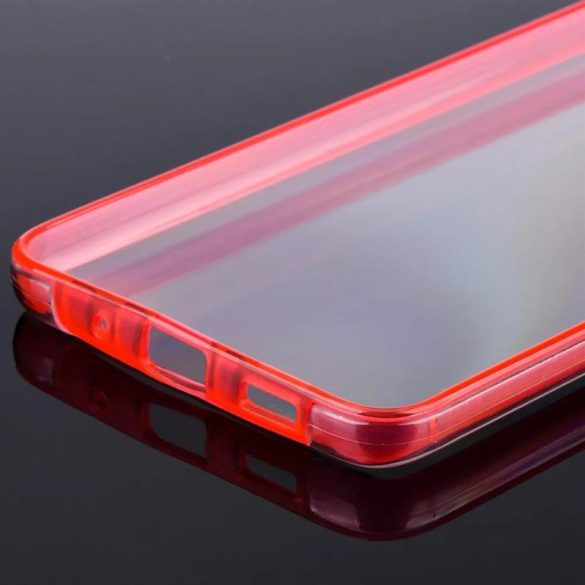Samsung Galaxy S21 Plus elő + hátlapi tok, PC + TPU, 360°, piros kerettel, SM-G996, Forcell