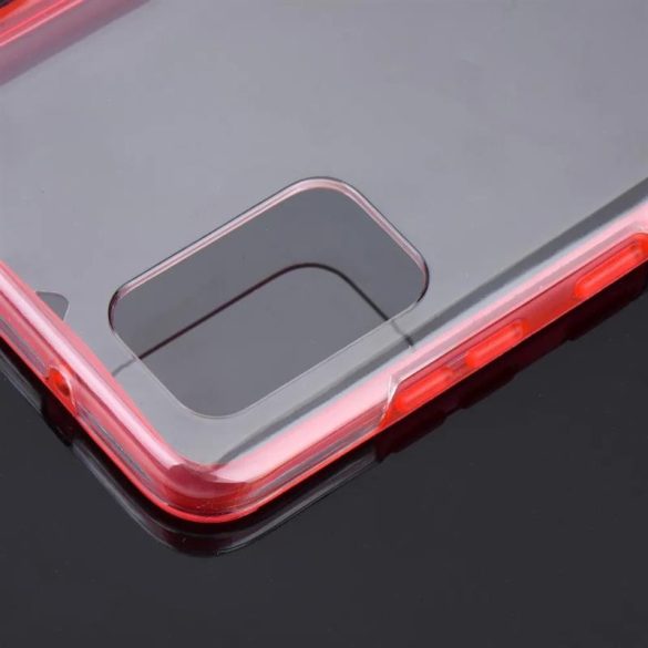 Samsung Galaxy S21 Ultra elő + hátlapi tok, PC + TPU, 360°, piros kerettel, SM-G998, Forcell
