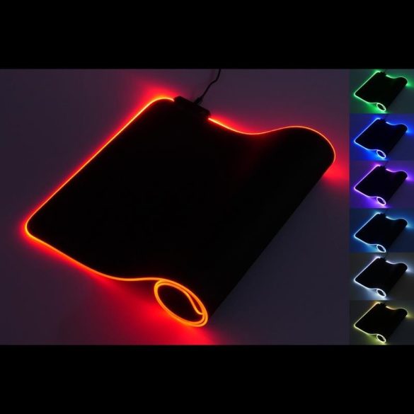 Gamer egérpad LED RGB világítással, fekete, 800 X 300 X 3mm