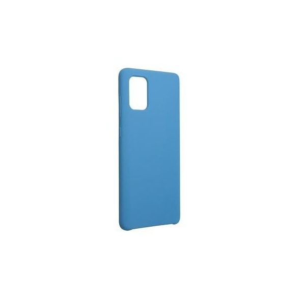 Samsung Galaxy A72 4G/5G szilikon tok, matt, velúr belső, kék, SM-A725, SM-A726, Forcell Silicone