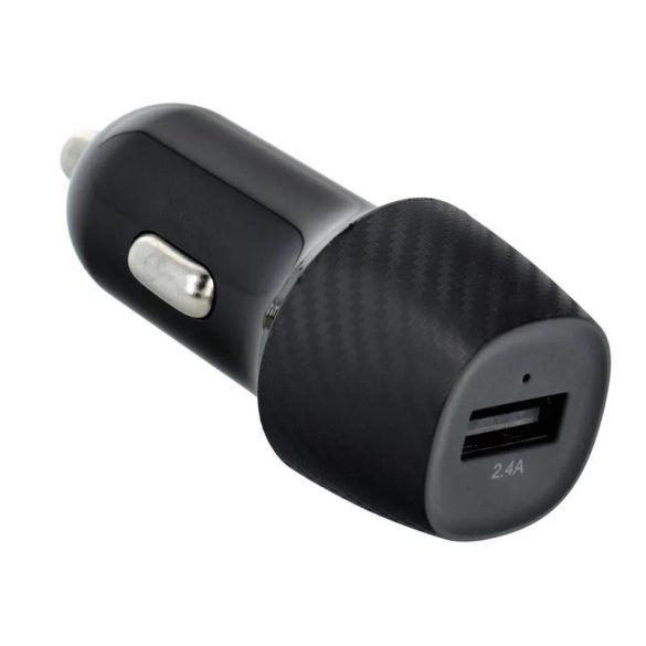 Szivartöltő fej, 1X USB, 12W, carbon mintás, fekete, CC281