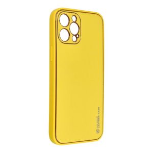 Forcell Leather iPhone 12 Pro Max (6,7") sárga műbőr hátlap tok
