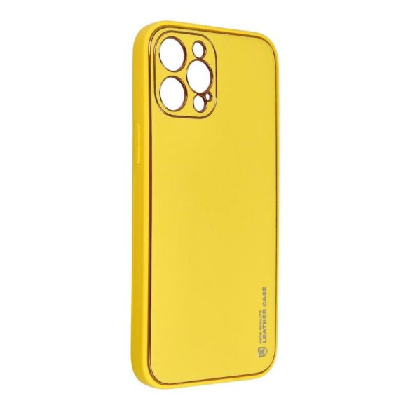 Forcell Leather iPhone 12 Pro Max (6,7") sárga műbőr hátlap tok