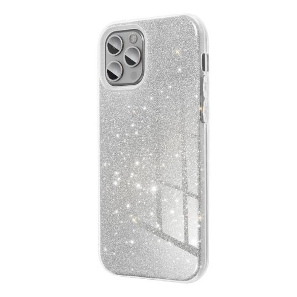 iPhone 13 Pro (6,1") szilikon tok, csillámos, hátlap tok, ezüst, Shining