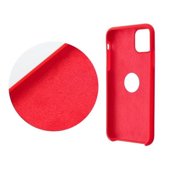 iPhone 13 Pro Max (6,7") szilikon tok, matt, velúr belső, piros, Forcell Silicone