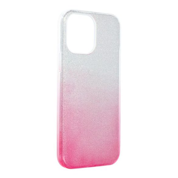 iPhone 13 Pro Max (6,7") szilikon tok, csillámos, hátlap tok, pink-ezüst, Shining