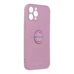   iPhone 12 Pro Max (6.7") gyűrűs hátlap tok, szilikon tok, velúr belső, lila, Roar Amber