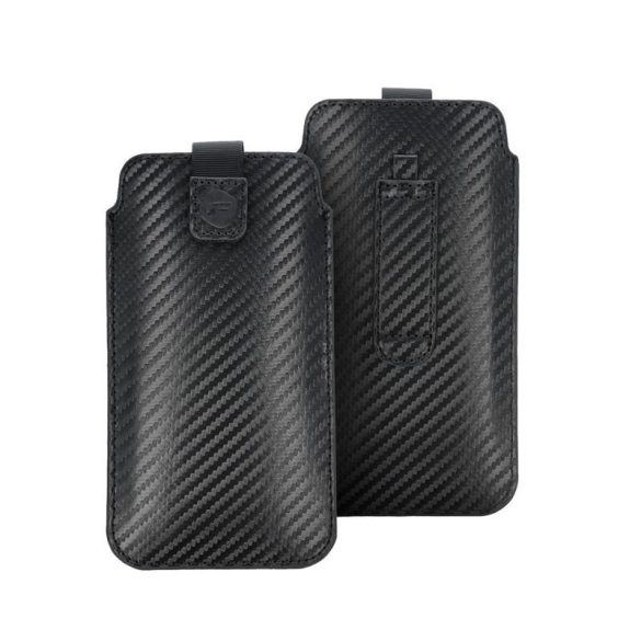 Forcell Pocket fekete carbon mintás beledugós tok iPhone 13 Pro Max / 12 Pro Max / Samsung A52 5G / A71 / Xiaomi Redmi Note 10