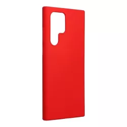   Samsung Galaxy S22 Plus szilikon tok, matt, velúr belső, kivágott, piros, SM-S906, Forcell Silicone