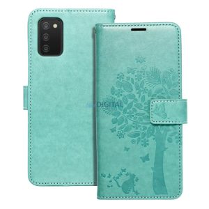 Samsung Galaxy A13 4G telefon tok, könyvtok, oldalra nyíló tok, mágnesesen záródó, zöld, tree, SM-A135, Forcell Mezzo