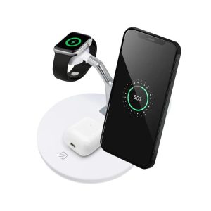 3in1 vezeték nélküli (Wireless) töltő, Magsafe támogatás, fast charging, LED világítás, 25W, fehér, X970