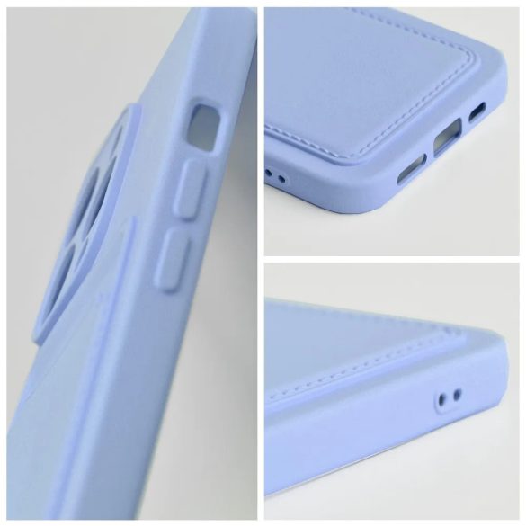 iPhone 12 / 12 Pro (6,1") szilikon tok, hátlap tok, bankkártya tartós, lila, Card