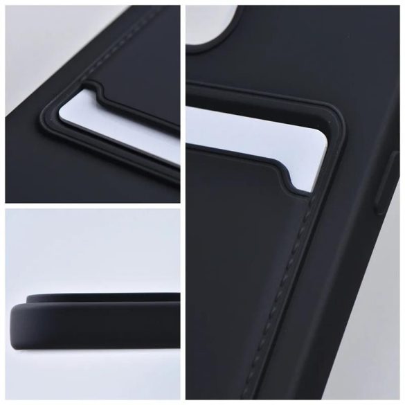 iPhone 14 (6,7") szilikon tok, hátlap tok, bankkártya tartós, fekete, Card
