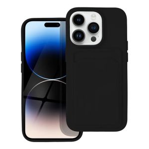 iPhone 14 Pro (6,1") szilikon tok, hátlap tok, bankkártya tartós, fekete, Card