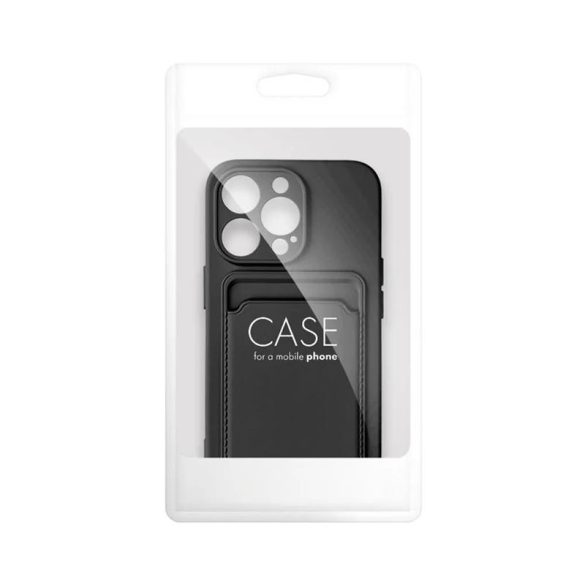 iPhone 14 Pro Max (6,7") szilikon tok, hátlap tok, bankkártya tartós, fekete, Card