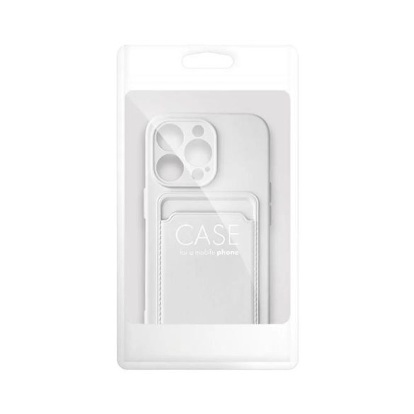 iPhone 14 Pro Max (6,7") szilikon tok, hátlap tok, bankkártya tartós, fehér, Card