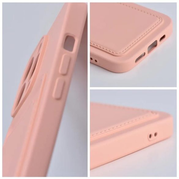iPhone 14 (6,1") szilikon tok, hátlap tok, bankkártya tartós, rózsaszín / barackvirág, Card