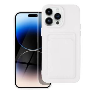 iPhone 14 Plus (6,7") szilikon tok, hátlap tok, bankkártya tartós, fehér, Card