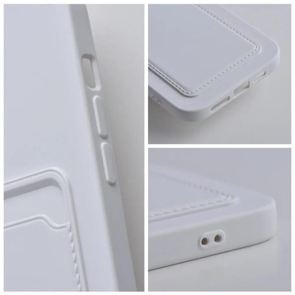 iPhone 14 Plus (6,7") szilikon tok, hátlap tok, bankkártya tartós, fehér, Card