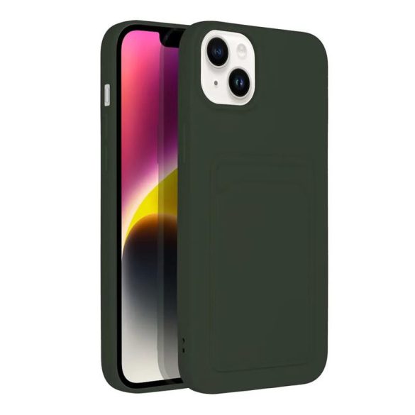 iPhone 14 Plus (6,7") szilikon tok, hátlap tok, bankkártya tartós, zöld, Card