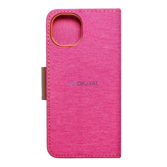 iPhone 14 Plus (6.7") telefon tok, könyvtok, oldalra nyíló tok, mágnesesen záródó, rózsaszín, Smart Canvas