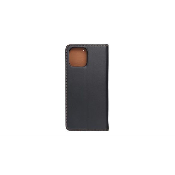 iPhone 14 (6.1") bőr telefon tok, könyvtok, oldalra nyíló tok, mágnesesen záródó, fekete, Forcell Leather
