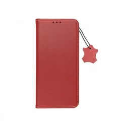   iPhone 14 (6.1") bőr telefon tok, könyvtok, oldalra nyíló tok, mágnesesen záródó, piros, Forcell Leather