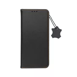   iPhone 14 Plus (6.7") bőr telefon tok, könyvtok, oldalra nyíló tok, mágnesesen záródó, fekete, Forcell Leather