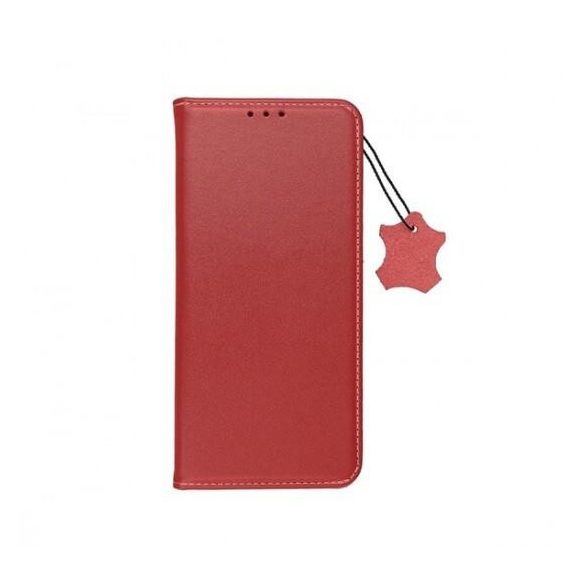 iPhone 14 Pro (6.1") bőr telefon tok, könyvtok, oldalra nyíló tok, mágnesesen záródó, piros, Forcell Leather
