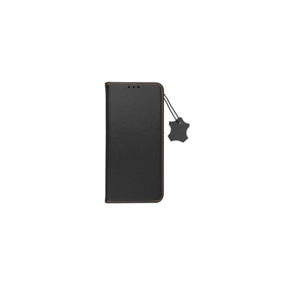 iPhone 14 Pro Max (6.7") bőr telefon tok, könyvtok, oldalra nyíló tok, mágnesesen záródó, fekete, Forcell Leather