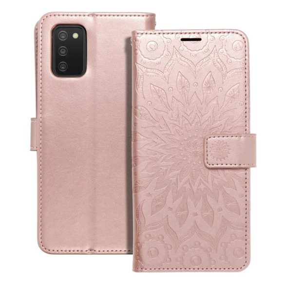 iPhone 14 Plus (6.7") telefon tok, könyvtok, oldalra nyíló tok, mágnesesen záródó, rose gold, mandala, Forcell Mezzo