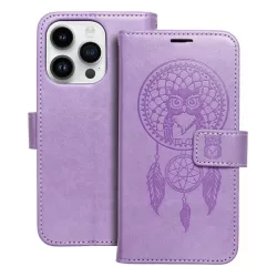   iPhone 14 Plus (6.7") telefon tok, könyvtok, oldalra nyíló tok, mágnesesen záródó, lila, dreamcatcher, Forcell Mezzo