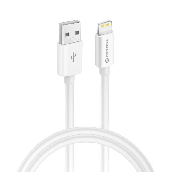 iPhone 8pin gyorstöltő adatkábel, 1m, 2.4A / 5V / 12W, fehér, Forcell C703