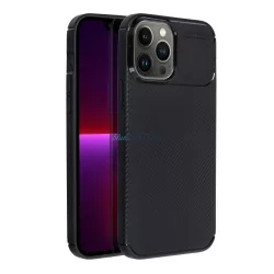   iPhone 13 Pro (6.1") szilikon tok, hátlap tok, carbon mintás, kamera védelem, fekete, Carbon Premium