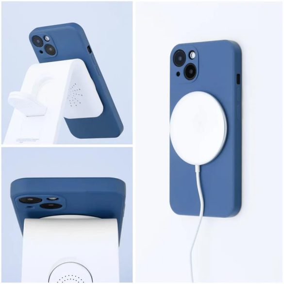 iPhone 14 Pro Max (6,7") telefon tok, szilikon tok, mikroszálas belső, kék, Silicone Mag Cover