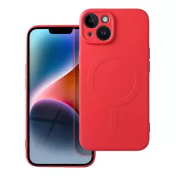   iPhone 14 Plus (6,7") telefon tok, szilikon tok, magsafe, mikroszálas belső, piros, Silicone Mag Cover